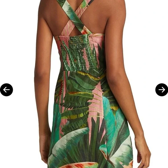 Farm Rio Amazonia palm pink green dress S 2 4 - Picture 4 of 9